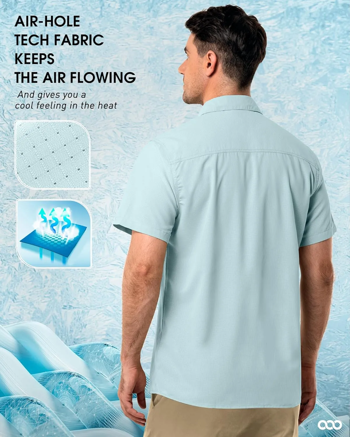 33,000ft Men's UPF 50  UV Short Sleeve Hiking Fishing Shirt Quick Dry Cooling PFG Sun Protection Shirt for Travel Safari
