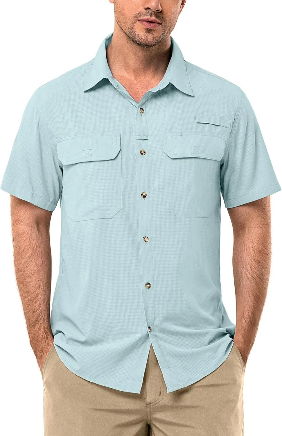 33,000ft Men's UPF 50  UV Short Sleeve Hiking Fishing Shirt Quick Dry Cooling PFG Sun Protection Shirt for Travel Safari