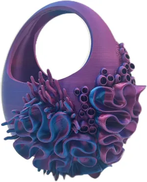 3D Printed Bag with Intricate Organic Design, Purple and Blue