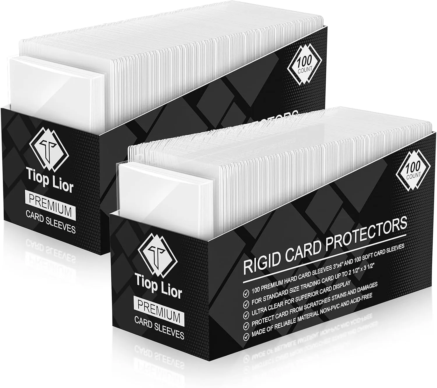 400 Top Loader Card Sleeves for Cards, 3"x4" Baseball Card Protectors Hard Plastic,Trading Card Sleeves Hard Plastic Fit for Baseball, Football Cards(200 Toploders   200 Clear Sleeve)