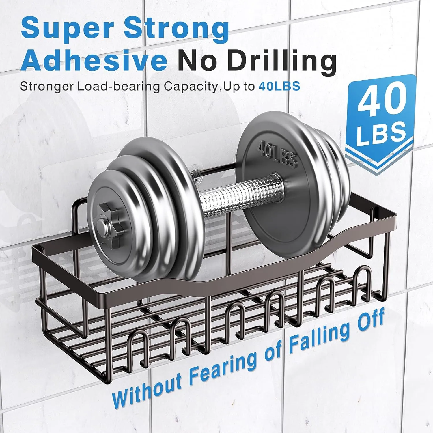5-Pack Rustproof Stainless Steel Shower Caddy – No Drill Adhesive Bathroom Organizer with Large Capacity, Spacious Shower Shelves for Inside Shower, Kitchen & Home Decor Storage
