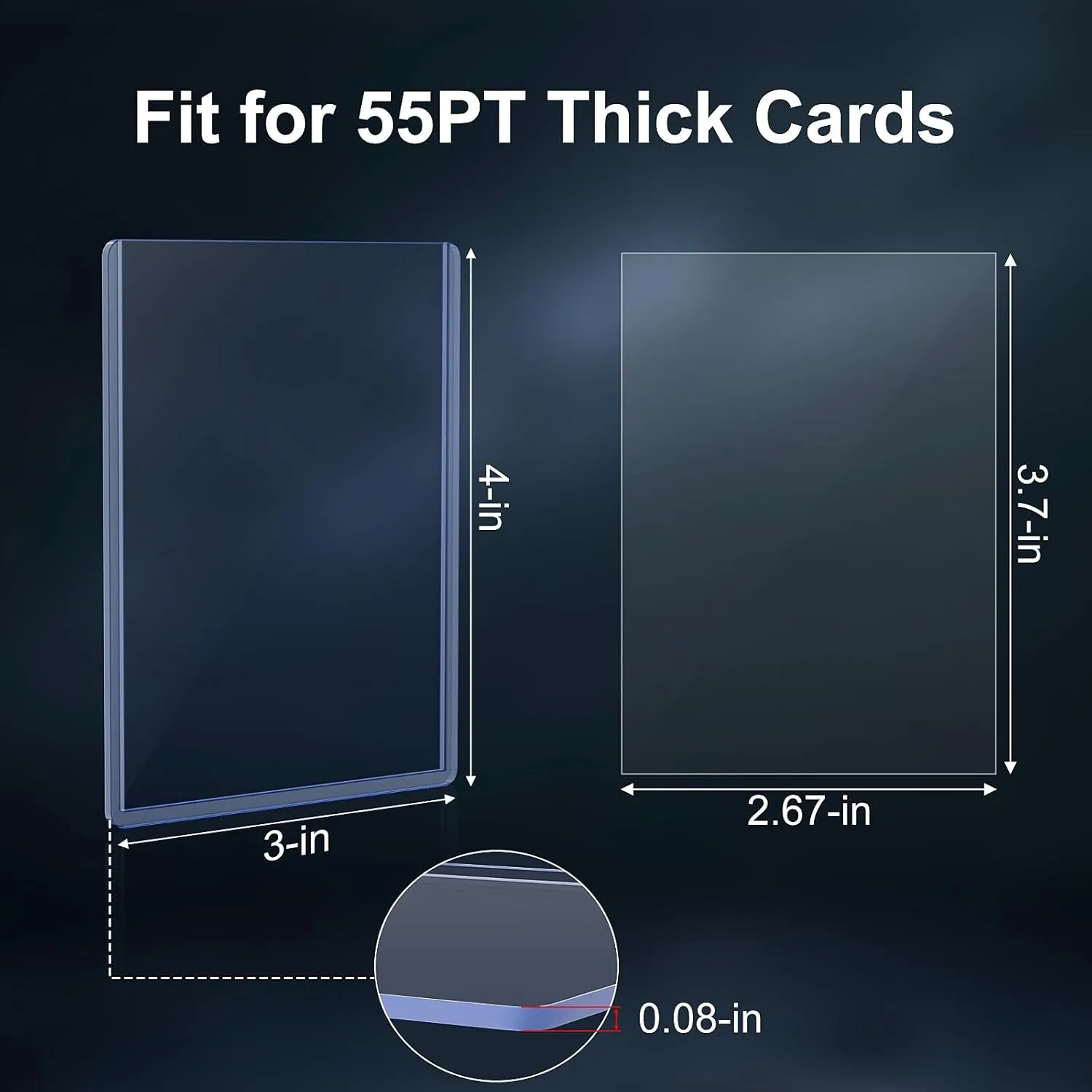 50 Count 55pt Card Sleeves Hard Plastic, Includes 50 Count 55pt Clear Soft Sleeves, 3"x4" Card Protectors Hard Plastic Perfect for Thick Baseball, Basketball, Football Cards