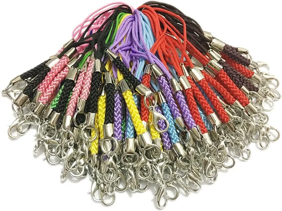 50 pcs Lariat Lanyard mobile straps lobster clasp claw Hang Rope keychain bag Charm accessorie ID holder Connector Fastener Findings (Mix color)