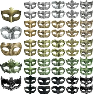 50 Pieces Masquerade Masks Vintage Antique Mask Venetian Party Masks