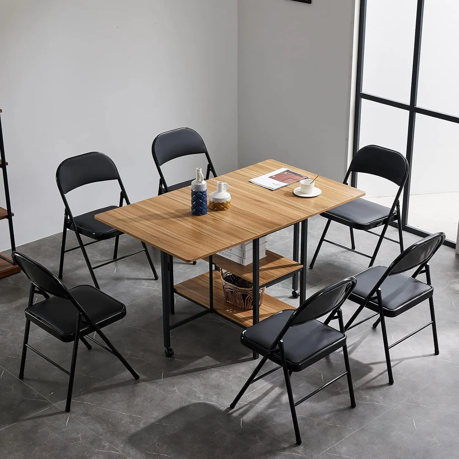 6 Pack Black Folding Chairs with Padded Cushion and Back for Outside Portable Stackable Commercial Foldable Chairs with Steel Frame for Events Office Wedding Party, 330lbs Capacity