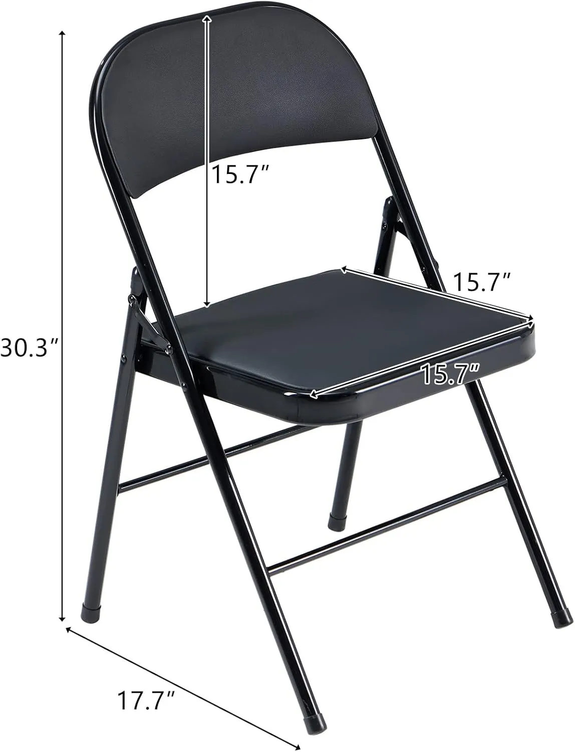6 Pack Black Folding Chairs with Padded Cushion and Back for Outside Portable Stackable Commercial Foldable Chairs with Steel Frame for Events Office Wedding Party, 330lbs Capacity