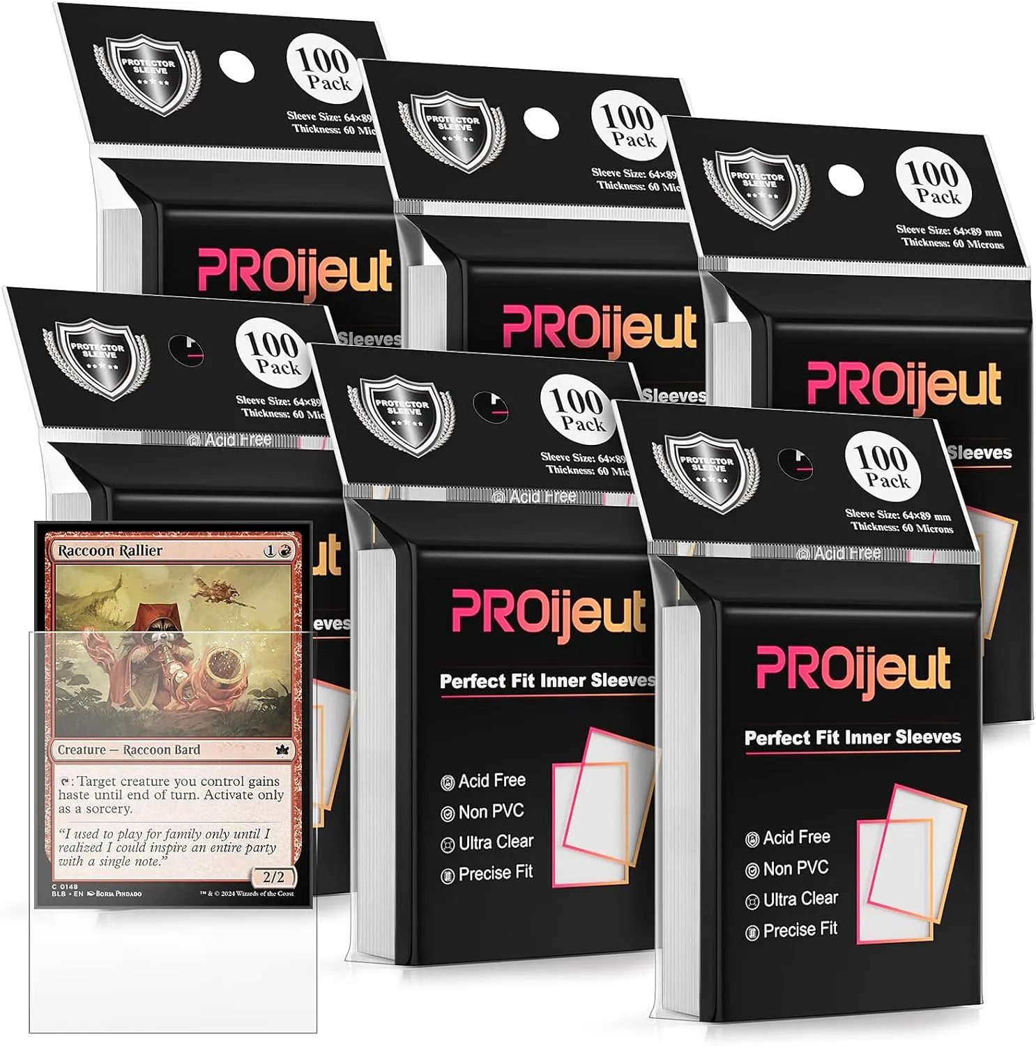 600 Pack Card Sleeves Clear, Perfect Fit Inner Sleeves Ideal for Double-sleeving, Trading Card Sleeve Compatible with MTG, PKM, TCG and Gaming Cards (60 Microns)