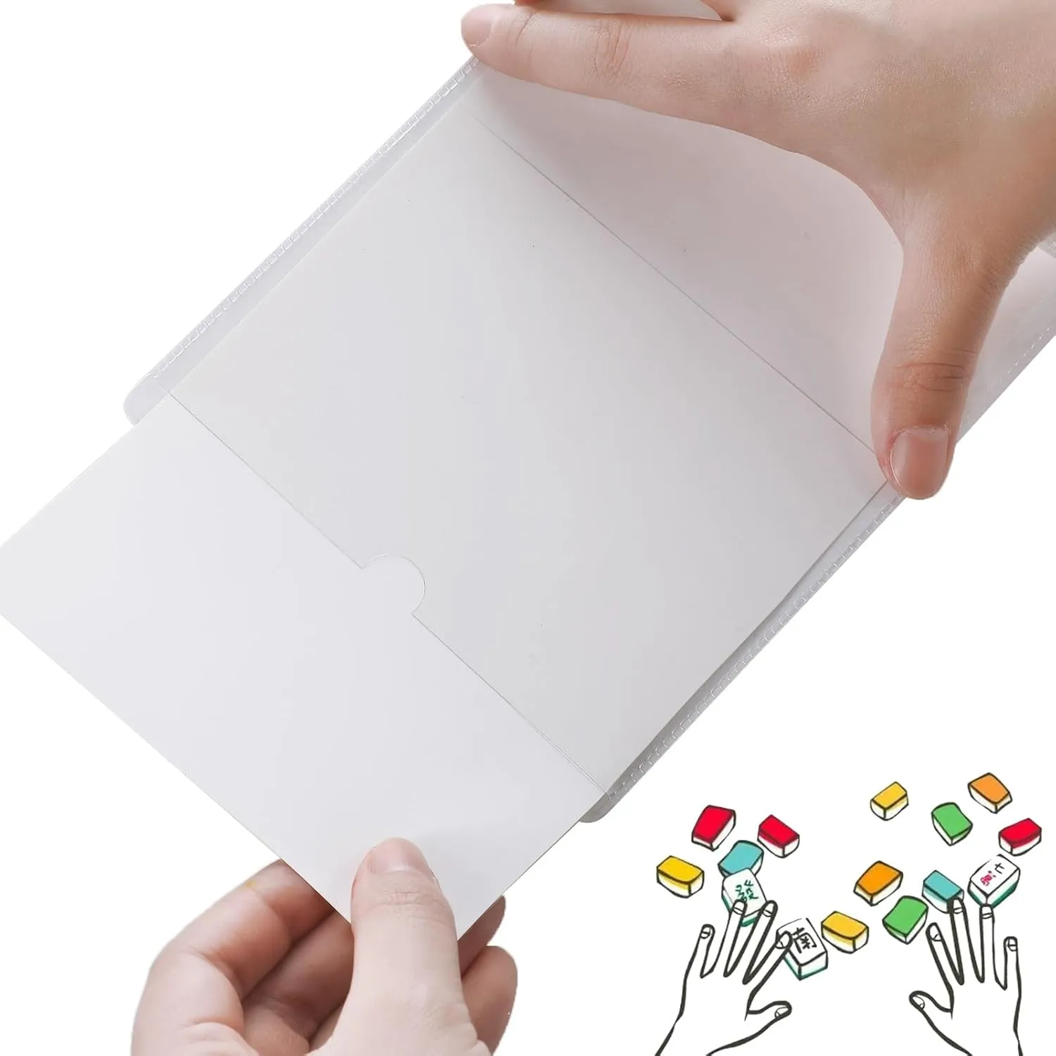 8 Pcs 2025 Mahjong Card Protector Cover Holder Accessories Plastic Clear Large Scorecard Cover Mahjong Sleeve Case Gifts Fit Large Print Size 6 1/8" x4 3/4" (Transparent)