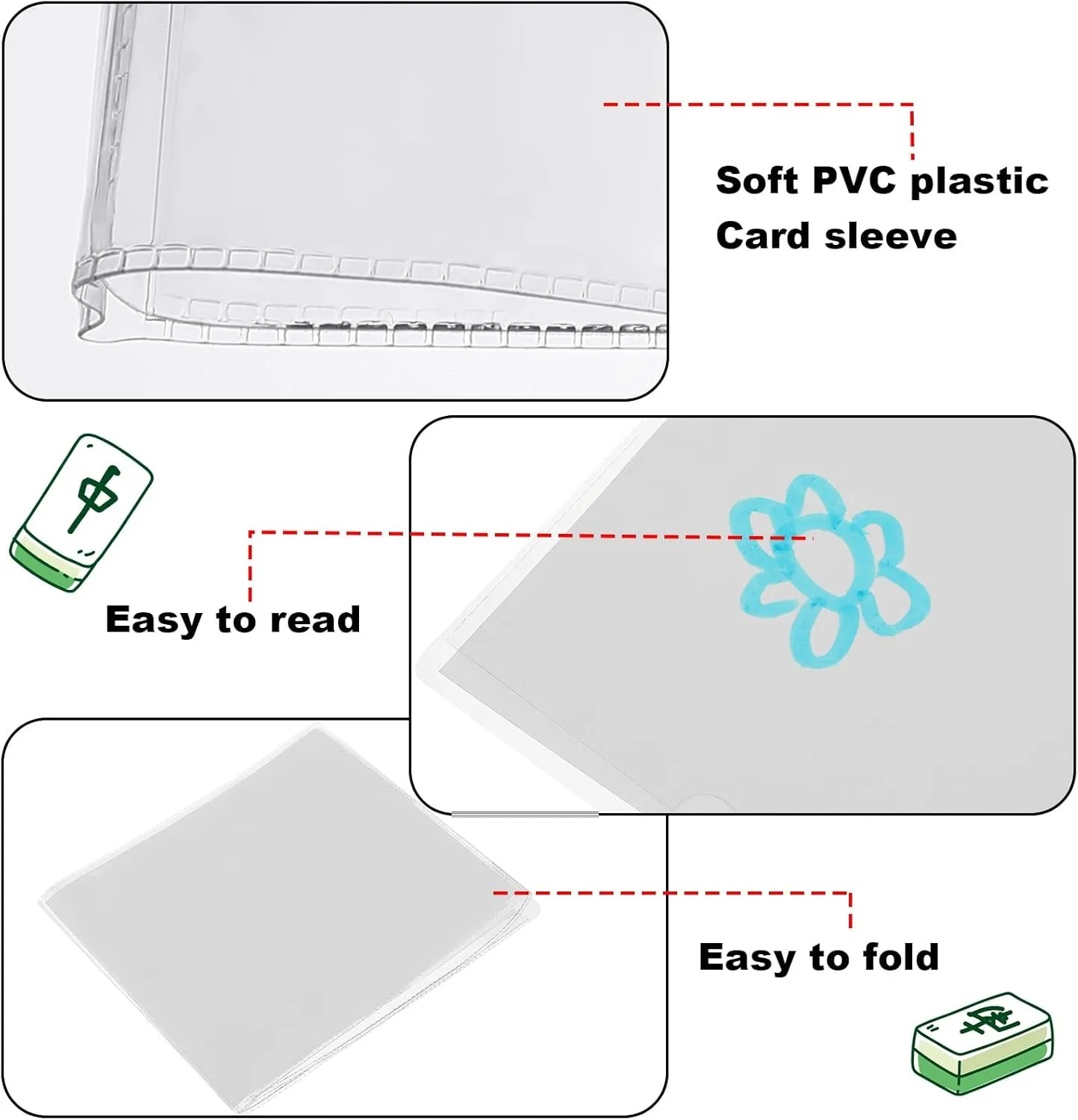 8 Pcs 2025 Mahjong Card Protector Cover Holder Accessories Plastic Clear Large Scorecard Cover Mahjong Sleeve Case Gifts Fit Large Print Size 6 1/8" x4 3/4" (Transparent)