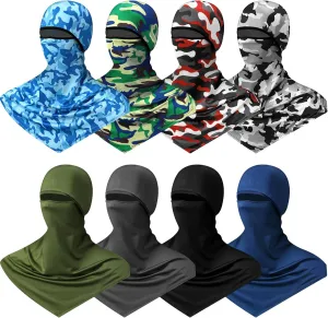 8 Pcs Balaclava Full Face Masks Summer Balaclava Long Face and Neck Cover Breathable Sun Protection for Men Women