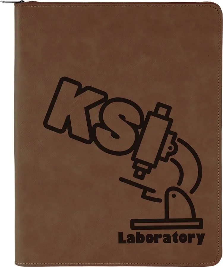 9 1/2" x 12" with Zipper Laserable Leatherette Portfolio with Notepad