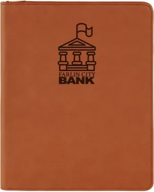 9 1/2" x 12" with Zipper Laserable Leatherette Portfolio with Notepad