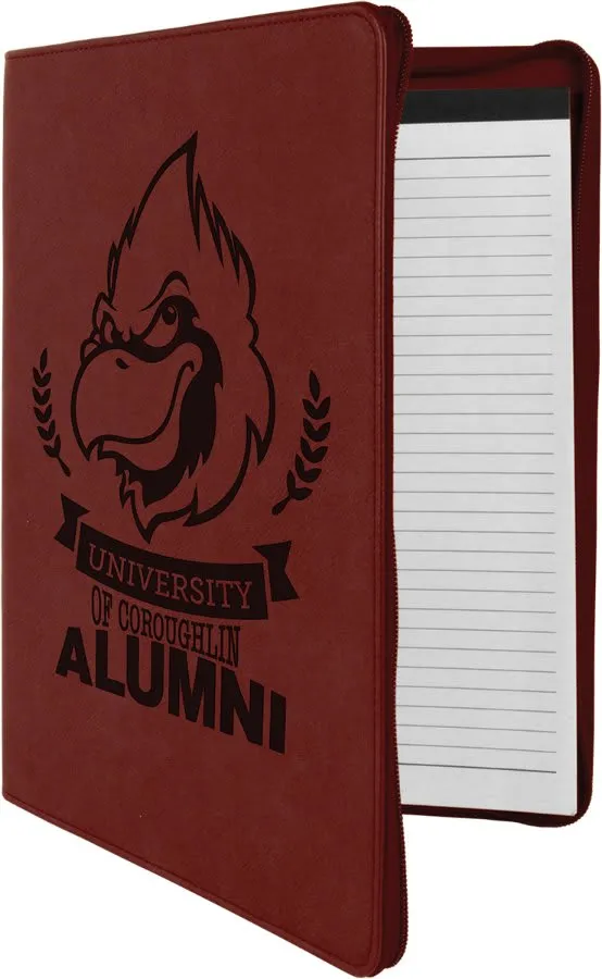 9 1/2" x 12" with Zipper Laserable Leatherette Portfolio with Notepad