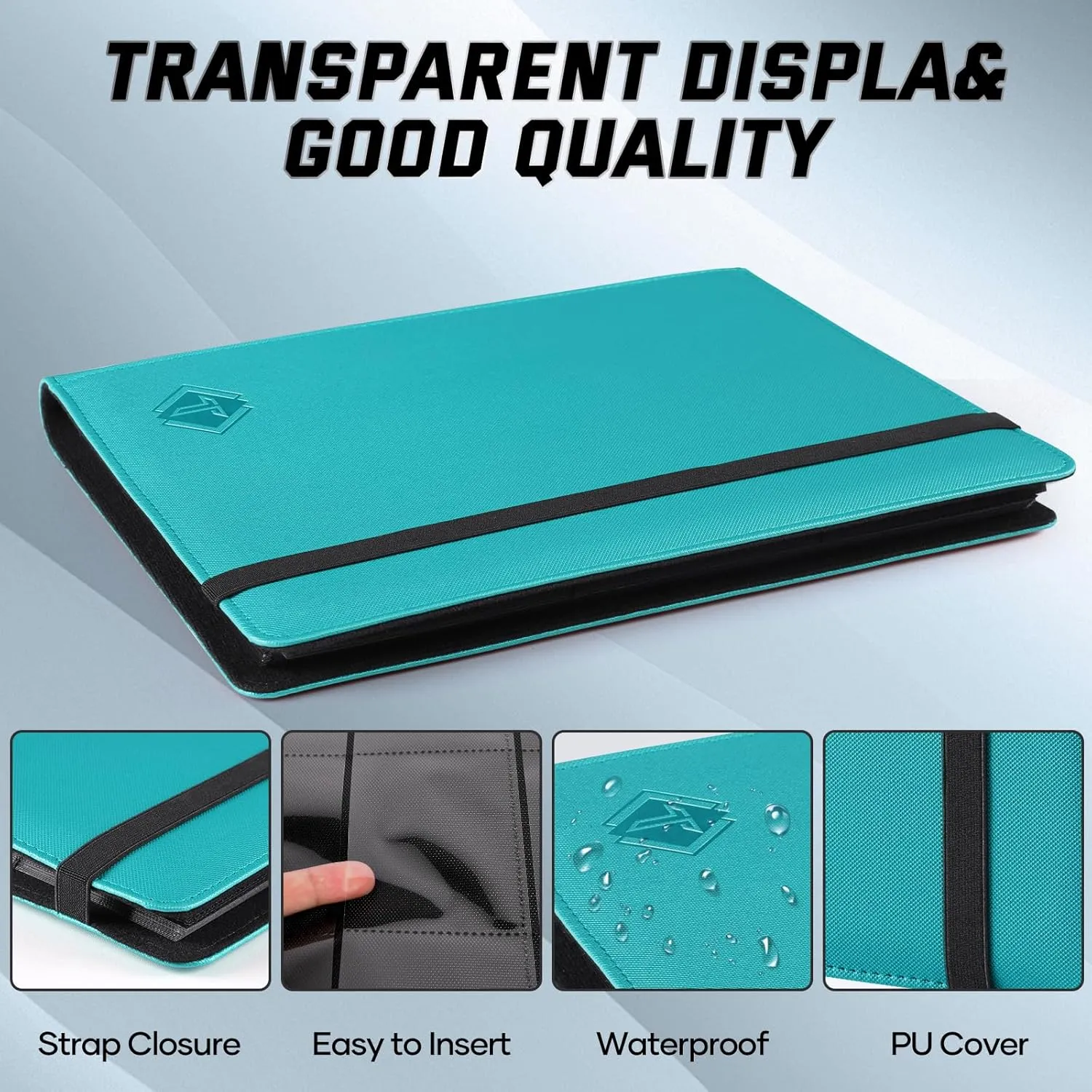 9 Pocket Card Binder,Trading Card binder Holds 432 Side Loading Pocket,Durable PU Cover,Card Collection Binder for MTG, TCG, Baseball,Sports Cards (Teal)