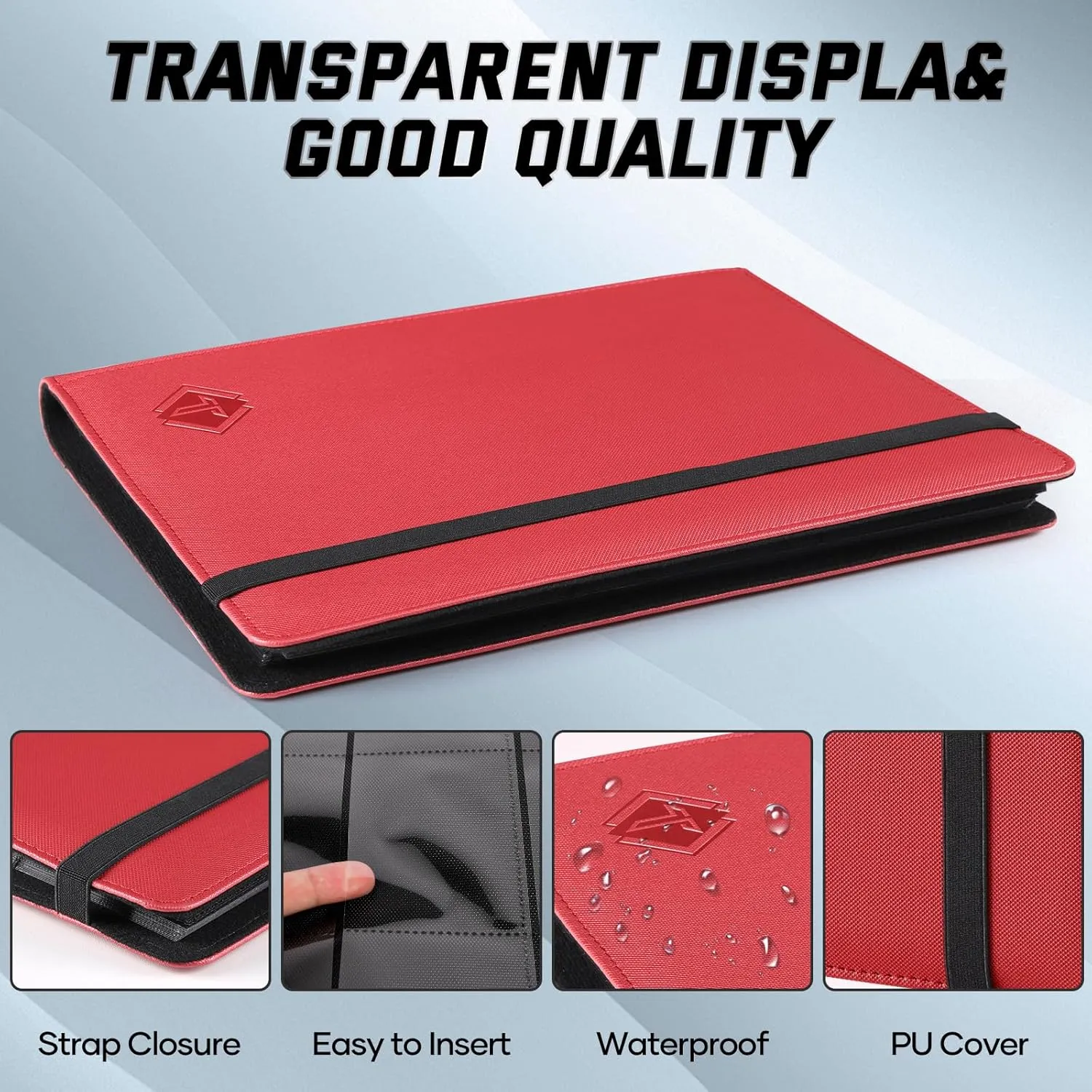 9 Pocket Card Binder,Trading Card binder Holds 432 Side Loading Pocket,Durable PU Cover,Card Collection Binder for MTG, TCG, Baseball,Sports Cards(Red)