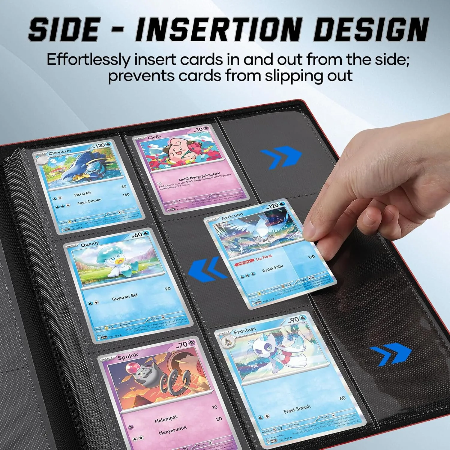 9 Pocket Card Binder,Trading Card binder Holds 432 Side Loading Pocket,Durable PU Cover,Card Collection Binder for MTG, TCG, Baseball,Sports Cards(Red)