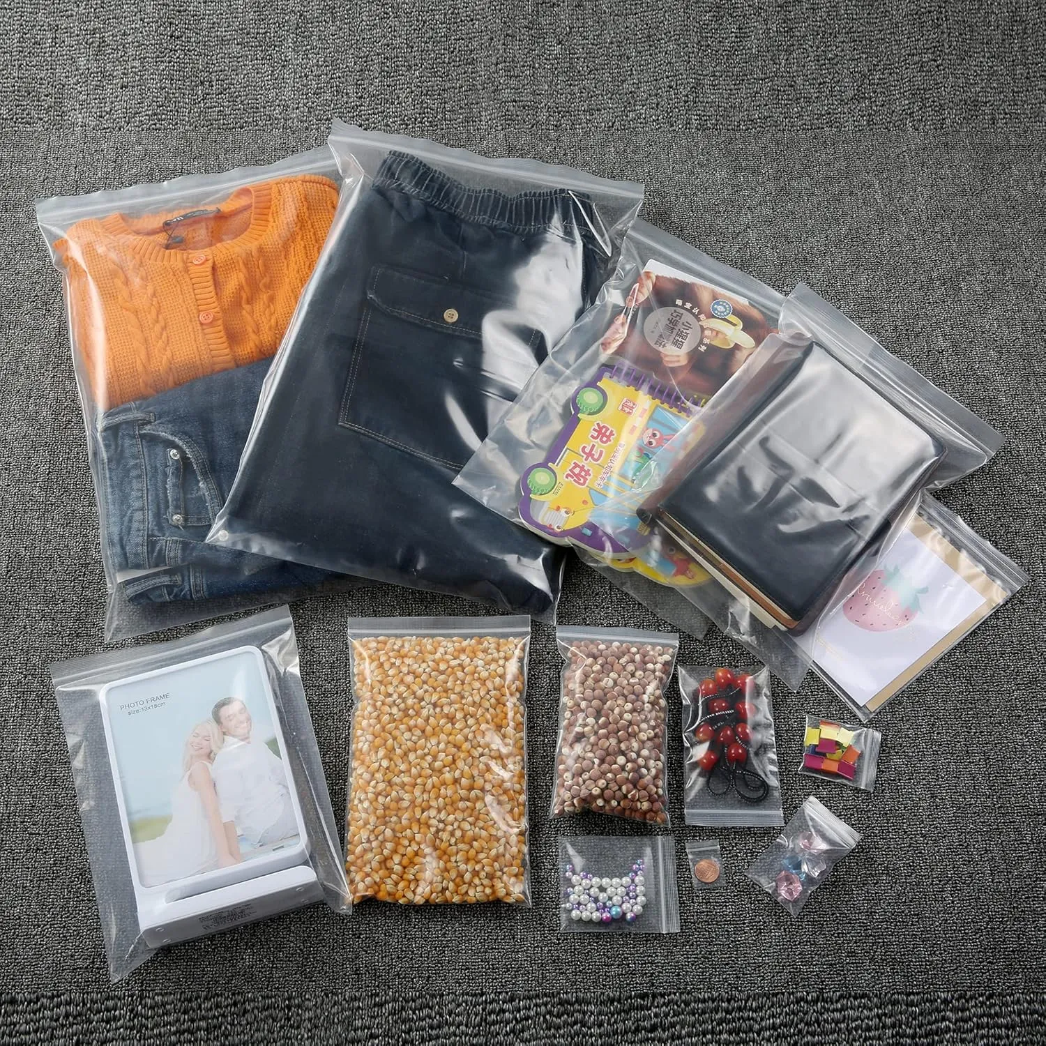 9" x 12" Thick 4 Mil Plastic Bags Clear Resealable Zip Seal Lock Poly Bags Heavy-Duty Zipper Reclosable Baggies Packing Clothing Pants 50 Pack