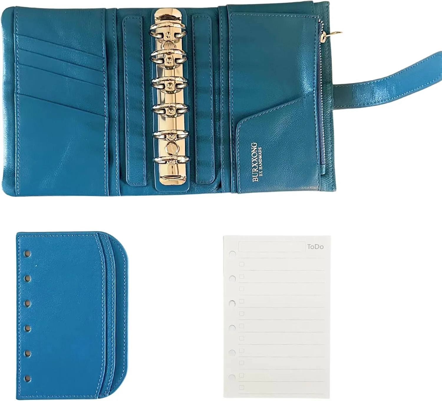 A7 Organizer Genuine Lambskin Leather Journal Organizer,Stalogy Rings Planner Pocket size Notebook with 25MM Binder Mini Agenda Diary (Vivid Blue)