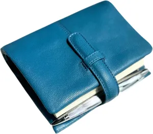 A7 Organizer Genuine Lambskin Leather Journal Organizer,Stalogy Rings Planner Pocket size Notebook with 25MM Binder Mini Agenda Diary (Vivid Blue)