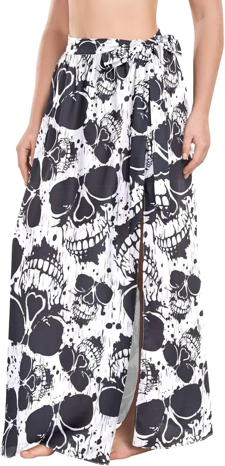 Abstract Garbage Skull Women Swimwear Cover Ups Bikini Bathing Suit Beach Dress for Travel M