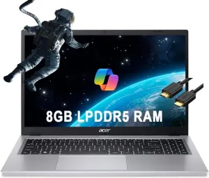 acer Aspire 3 A315-24P-R7VH Slim Laptop (15.6" FHD, AMD Ryzen 3 7320U (Beat i3-N305), 8GB LPDDR5, 512 GB SSD, Radeon Graphics) for Work & Home, 13.50-Hr Battery Life, IST HDMI, Win 11 Home S, Silver