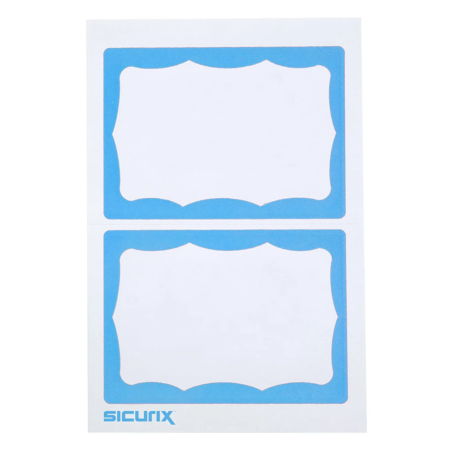 Adhesive Badges, Blue Border, 100 Per Pack, 6 Packs