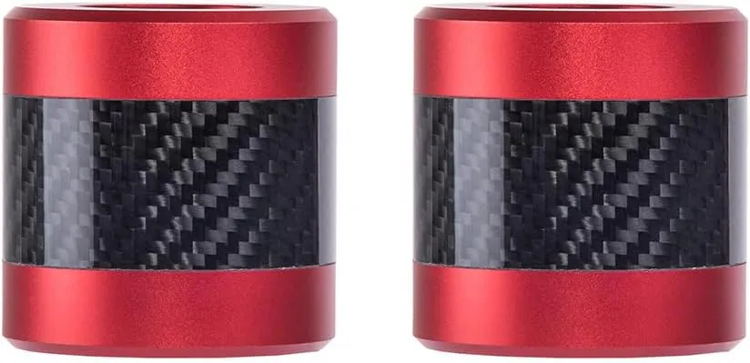 Advanblack ProTek Machined Crash Bar Sliders Decorative Wheel Rotatable End For Front Engine Guard Rear Saddlebag Guards (Red CNC w/Carbon Inlay)
