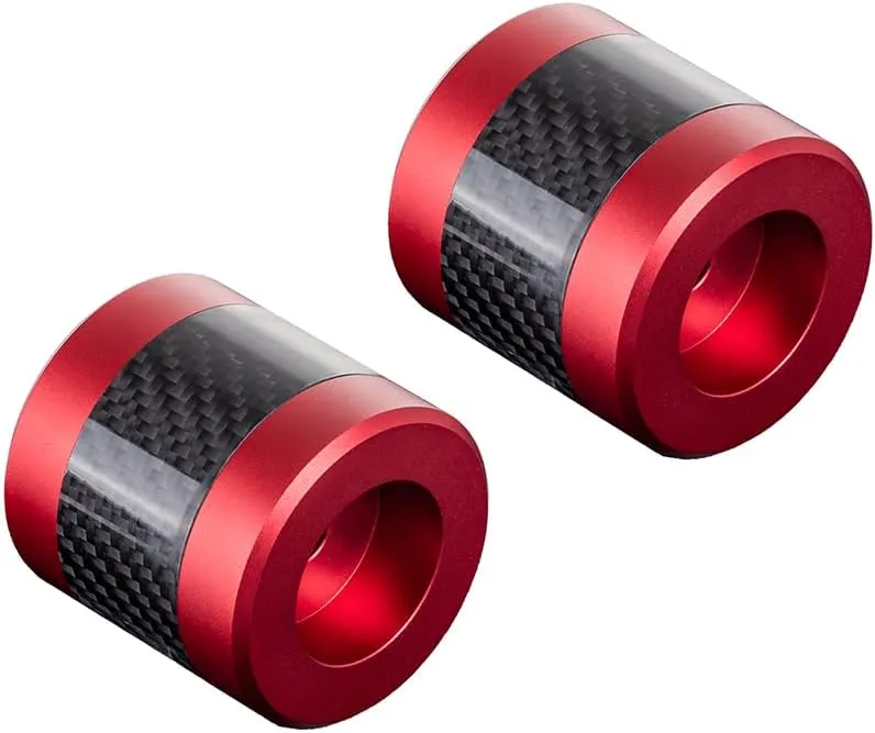 Advanblack ProTek Machined Crash Bar Sliders Decorative Wheel Rotatable End For Front Engine Guard Rear Saddlebag Guards (Red CNC w/Carbon Inlay)