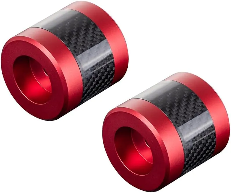 Advanblack ProTek Machined Crash Bar Sliders Decorative Wheel Rotatable End For Front Engine Guard Rear Saddlebag Guards (Red CNC w/Carbon Inlay)