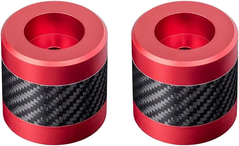 Advanblack ProTek Machined Crash Bar Sliders Decorative Wheel Rotatable End For Front Engine Guard Rear Saddlebag Guards (Red CNC w/Carbon Inlay)