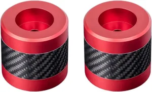 Advanblack ProTek Machined Crash Bar Sliders Decorative Wheel Rotatable End For Front Engine Guard Rear Saddlebag Guards (Red CNC w/Carbon Inlay)