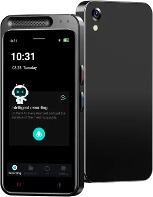 AI Voice Recorder, Digital Voice Recorder with Transcription & Summarize & Translation by ChatGPT, Voice to Text, Support 134 Languages, 16GB 64GB TF Card, Audio Recorder Device for Lectures Meetings