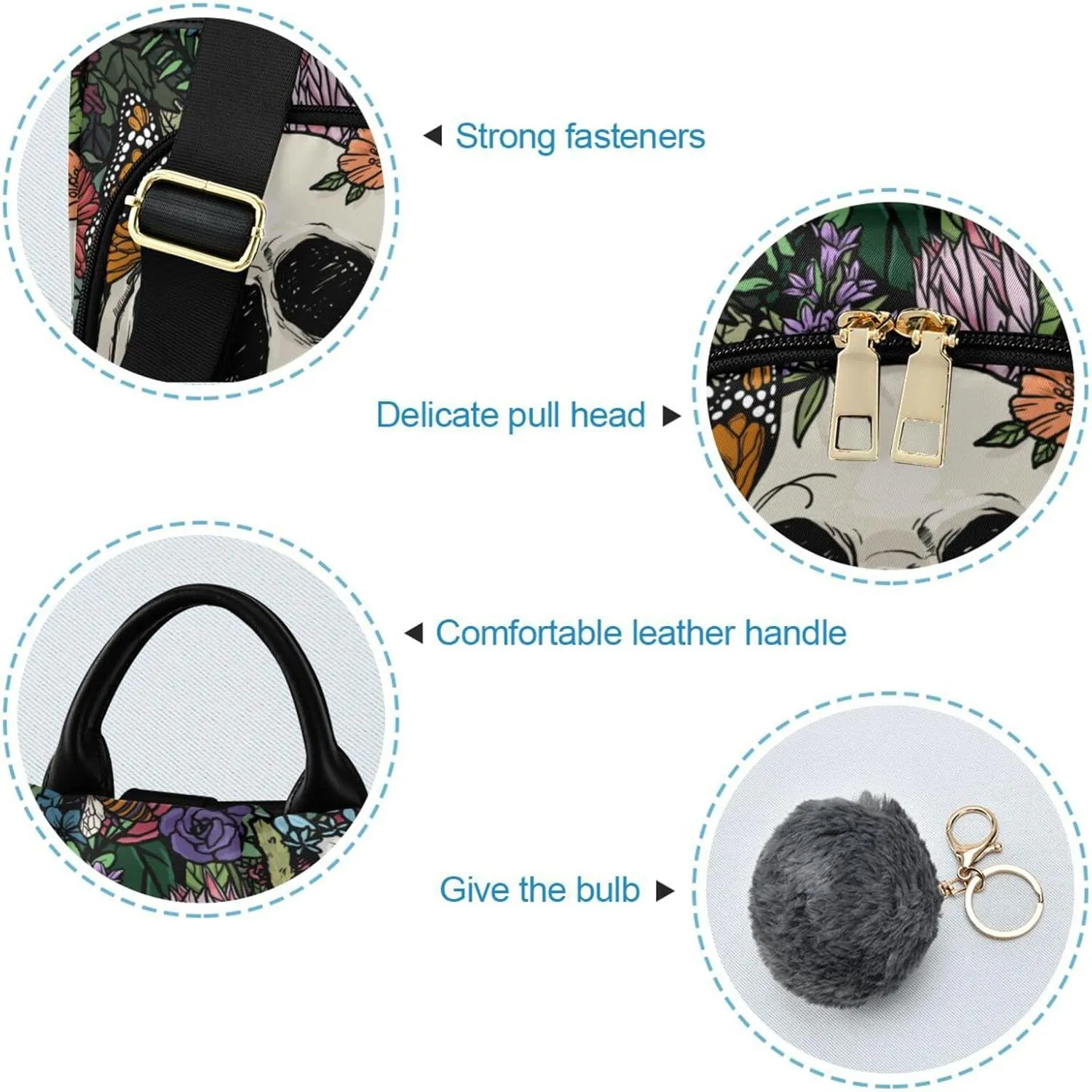 ALAZA Vintage Skull Flowers Backpack Purse for Women Travel Casual Daypack College Bookbag Work Business Ladies Shoulder Bag