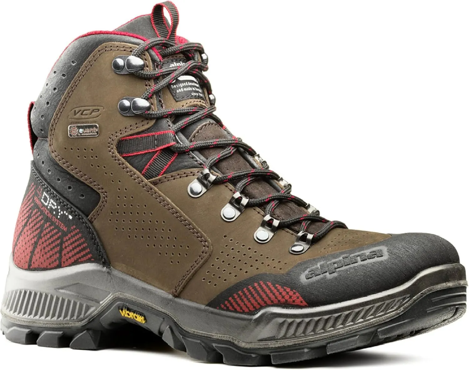 Alpina HELIOS Premium Men's Hiking Work Boots | Waterproof | Full Leather Trekking Shoes | Breathable eVent Membrane | Vibram | Made in Europe