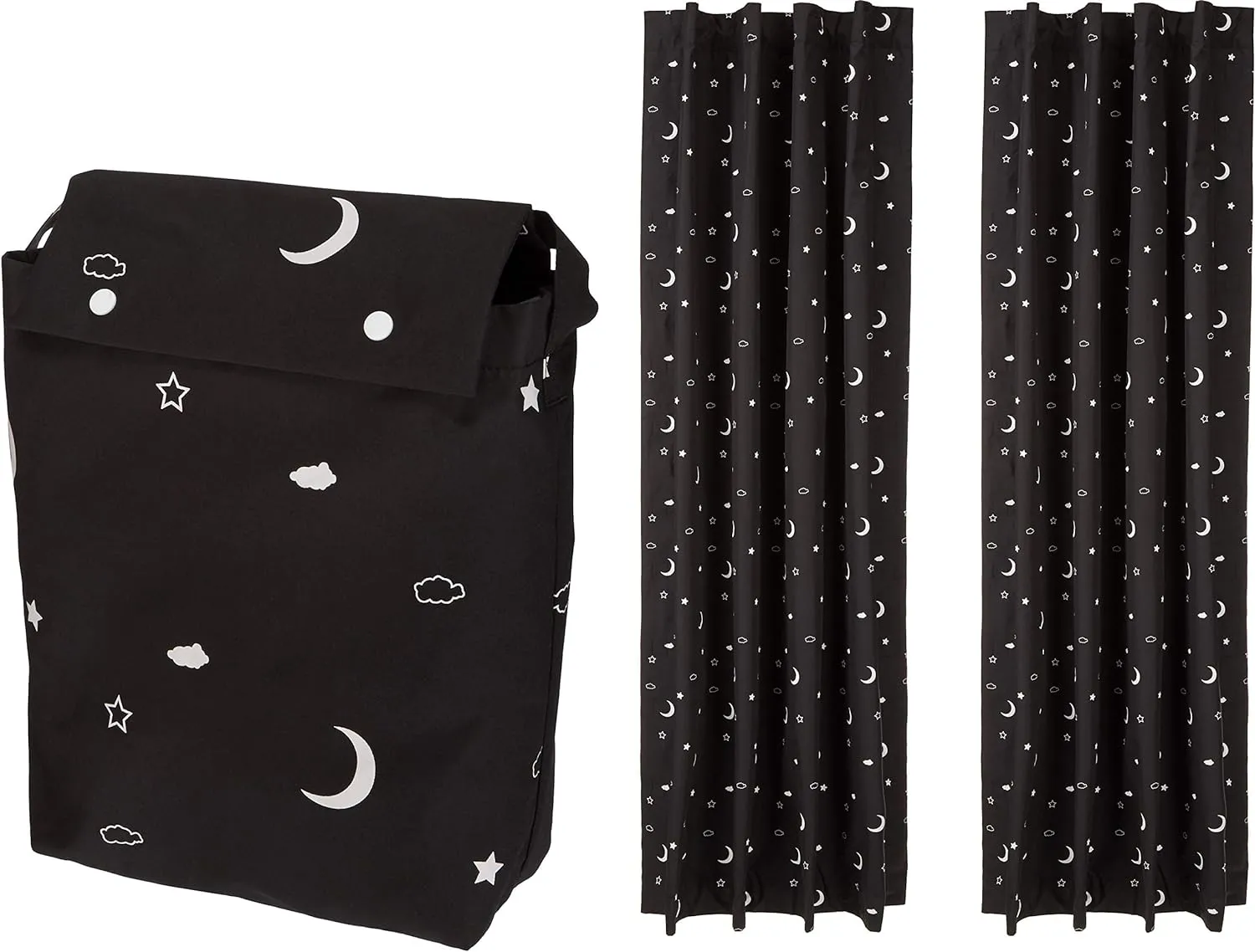 Amazon Basics Portable Blackout Curtain Shade with Suction Cups, 50" x 78", 2-Pack, Moon and Stars