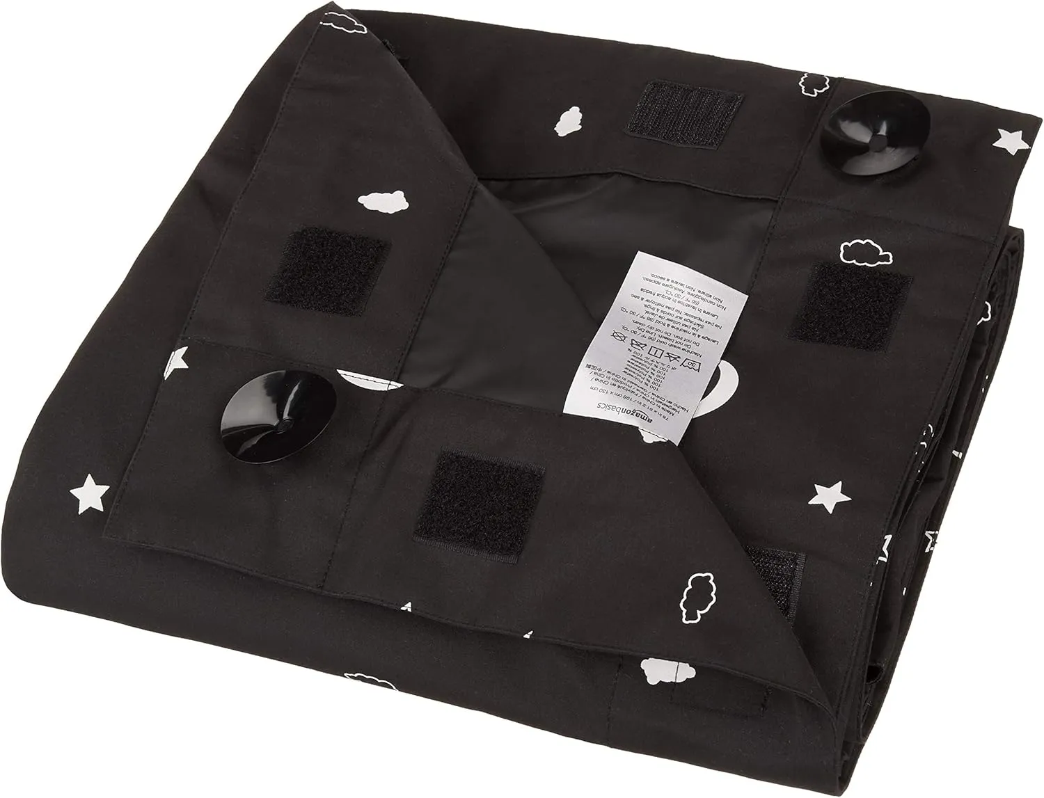Amazon Basics Portable Blackout Curtain Shade with Suction Cups, 50" x 78", 2-Pack, Moon and Stars
