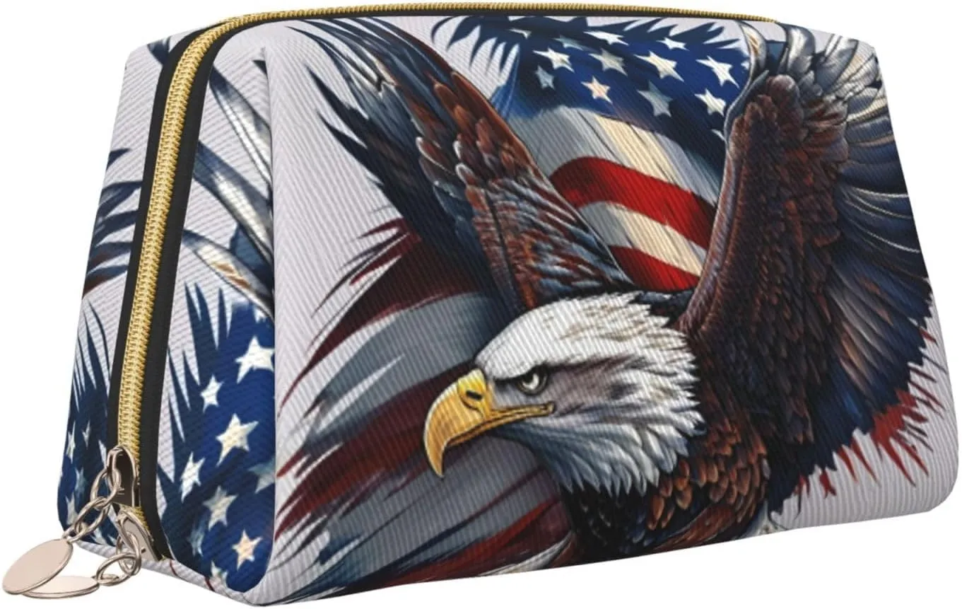 American Bald Eagle Toiletry Pouch, Travel-Friendly Makeup Organizer For Makeup Brushes, Lipsticks