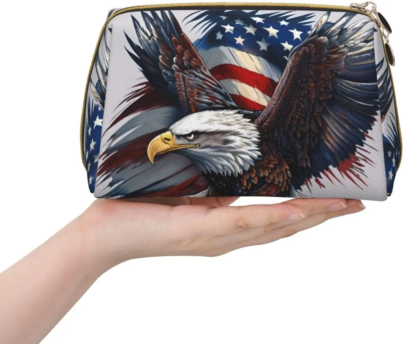 American Bald Eagle Toiletry Pouch, Travel-Friendly Makeup Organizer For Makeup Brushes, Lipsticks