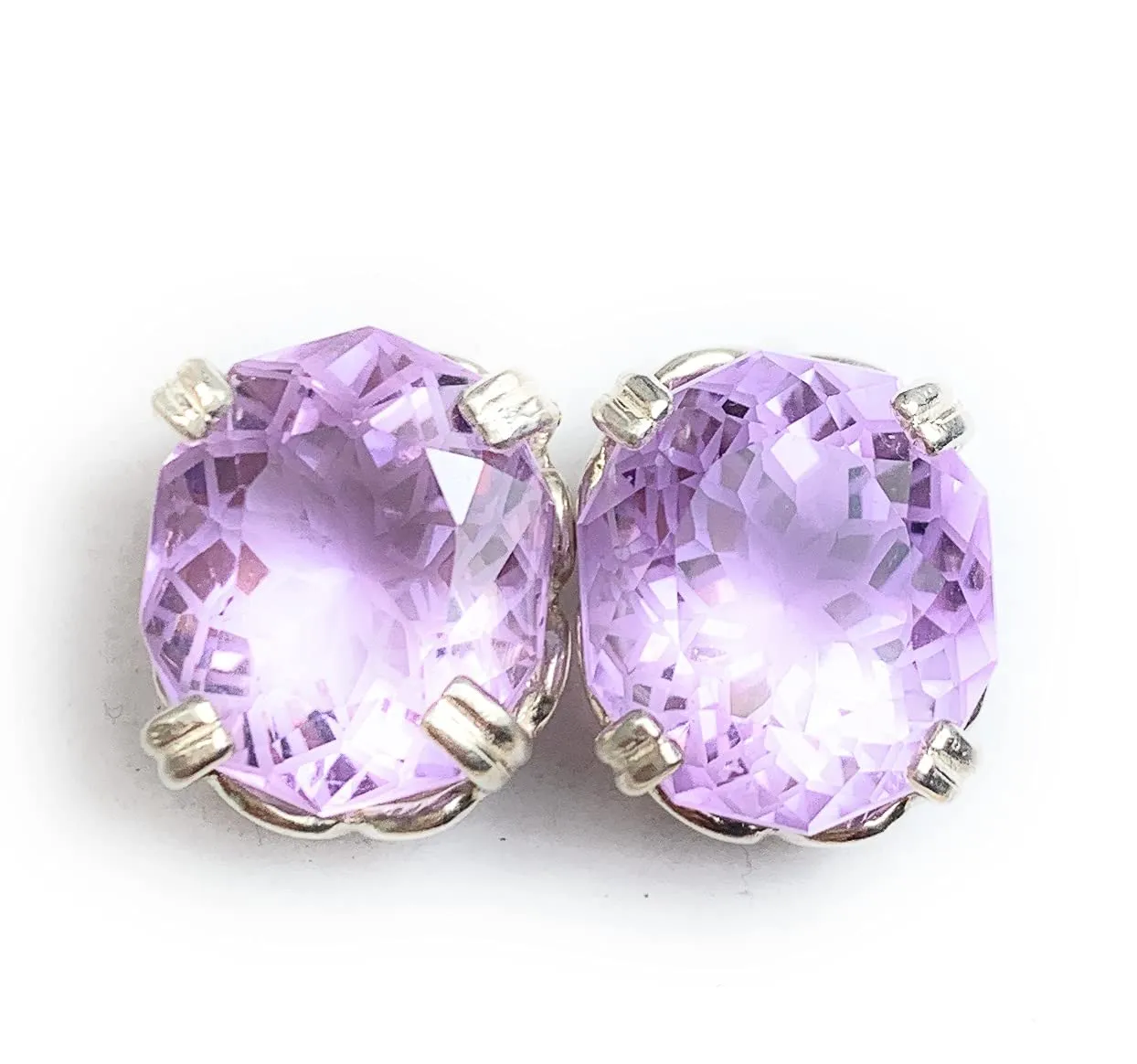 Amethyst Earrings, Certified 19.07 Carat Amethyst Studs Fancy Precision Cut, February Birthstone Genuine Real Amethyst Jewelry AM57