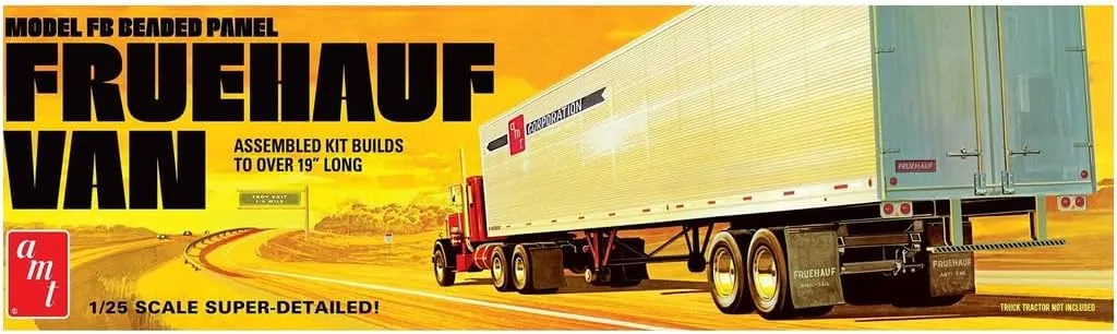 AMT Fruehauf 40' Beaded Van Trailer 1:25 Scale Model Kit