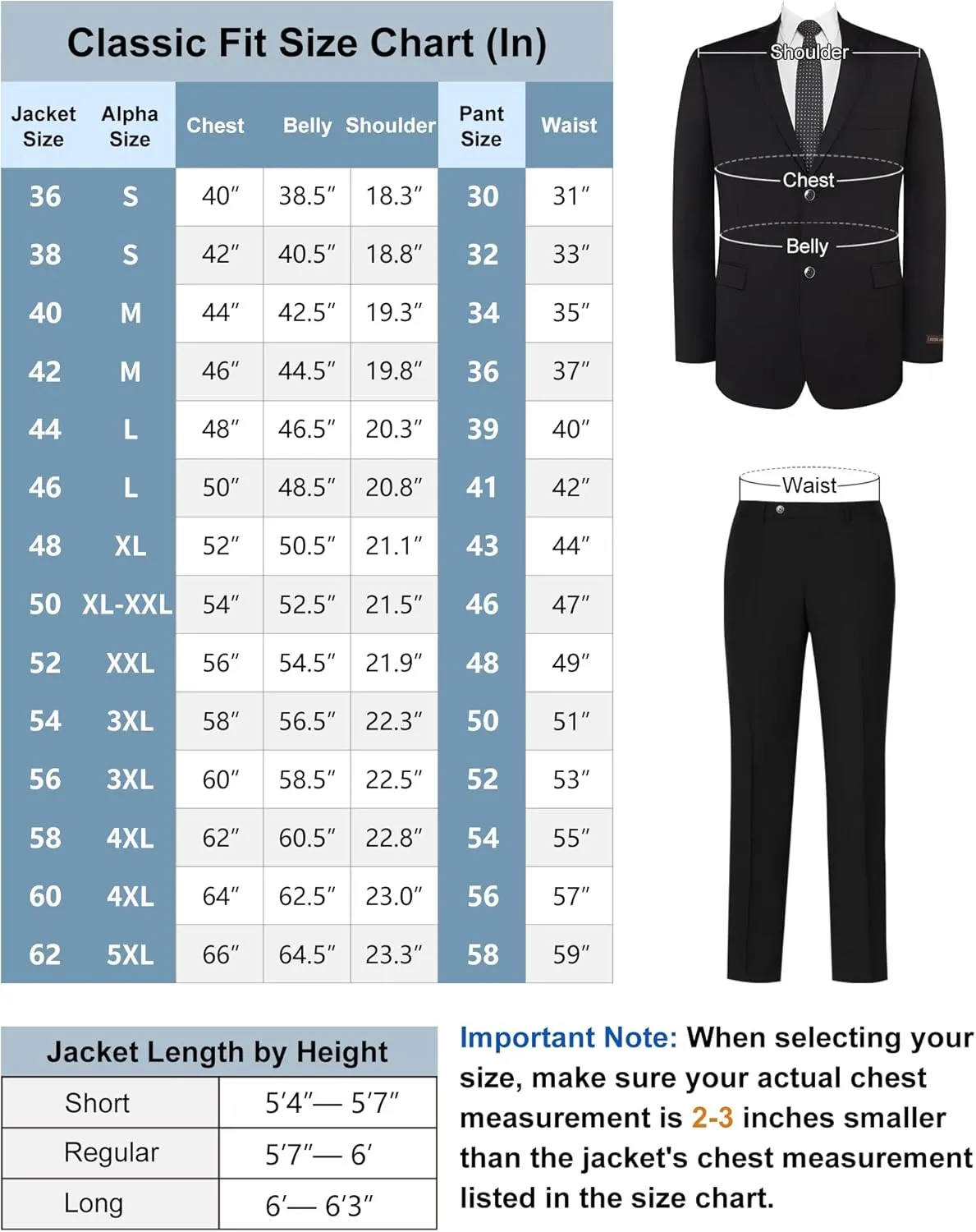 AMY ZHU Men's 3 Piece Suit Classic Fit Suit Set Blazer Suit Jacket Hidden Expandable Waist Pants