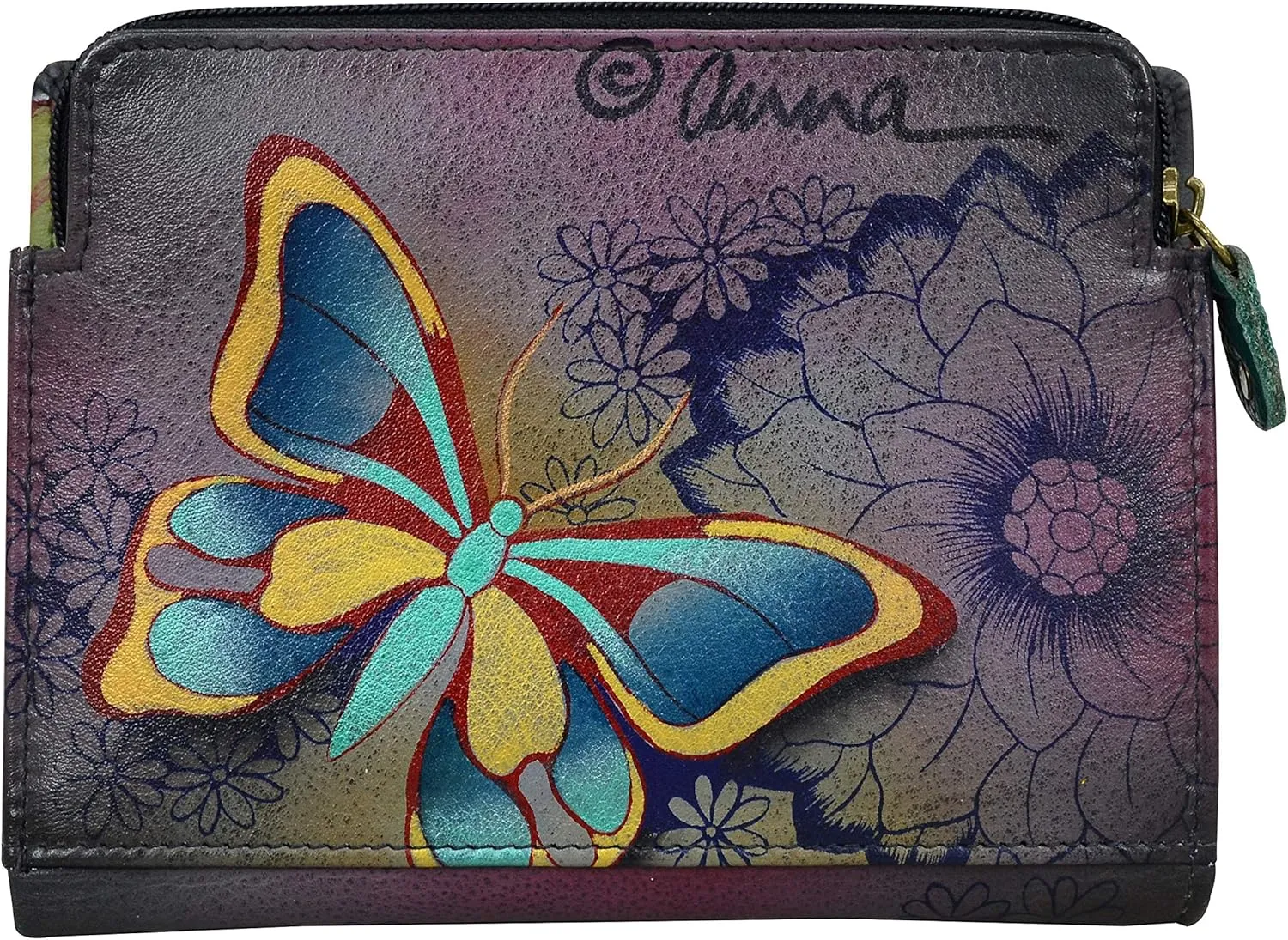Anna By Anuschka Women's Hand-Painted Genuine Leather Two Fold Clutch Wallet