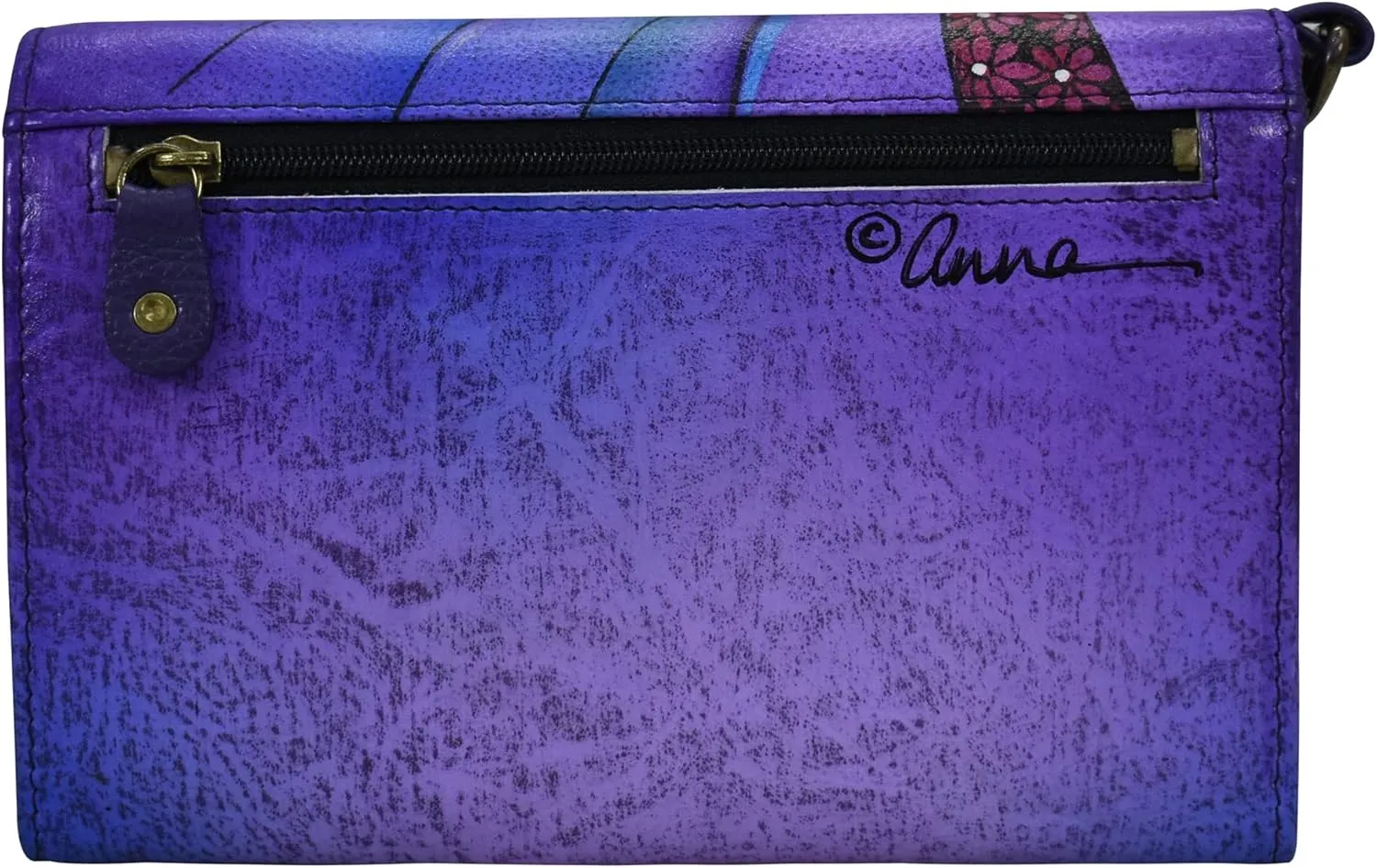 Anna by Anuschka Women's Hand-Painted Genuine Leather Vintage Wristlet Clutch