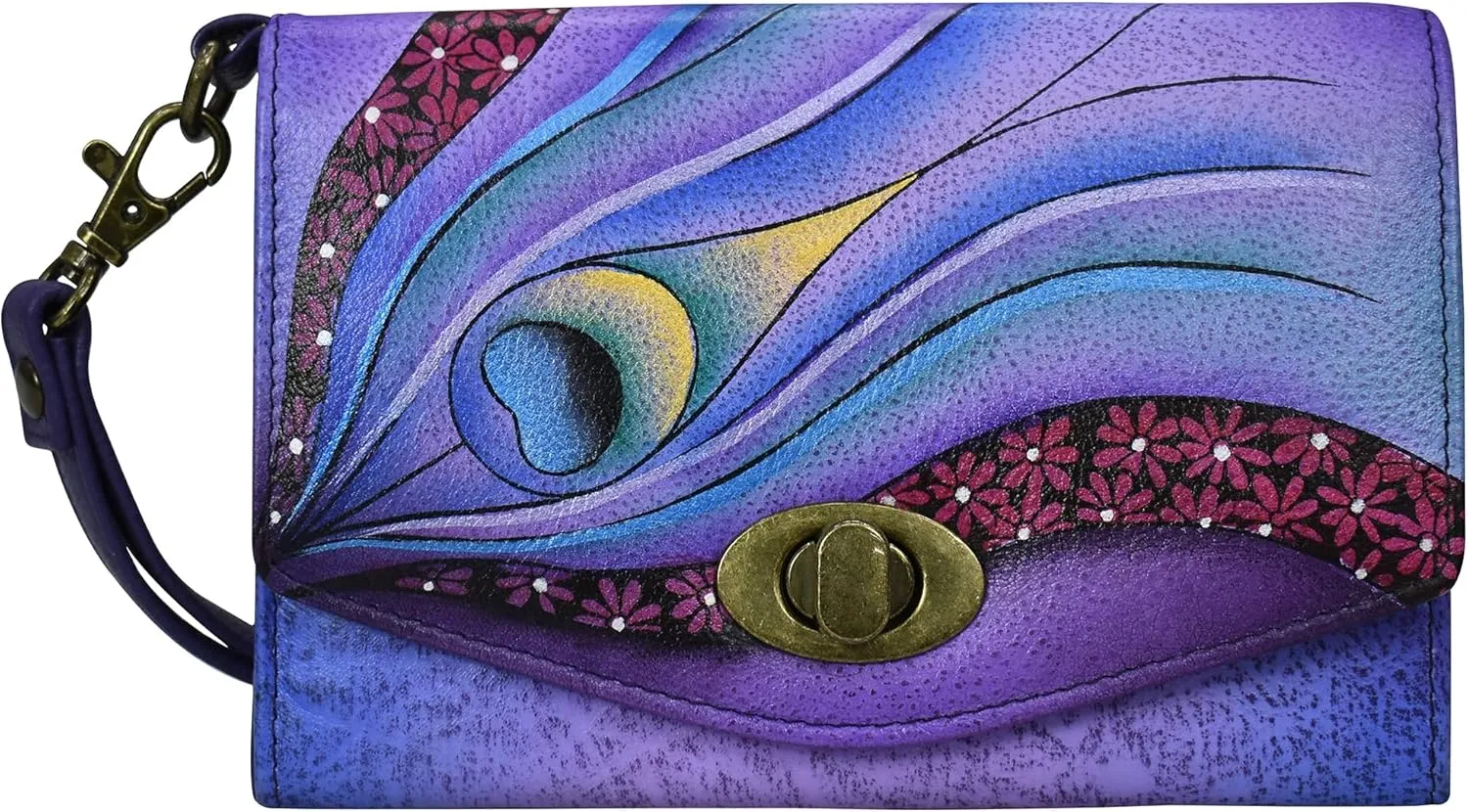 Anna by Anuschka Women's Hand-Painted Genuine Leather Vintage Wristlet Clutch