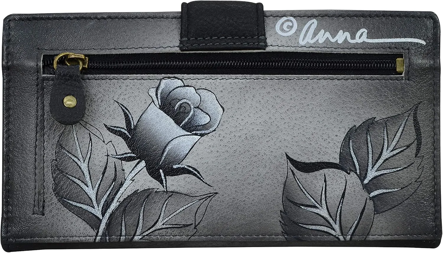 Anna by Anuschka Women's Original Leather Hand-Painted Two Fold Organizer Wallet