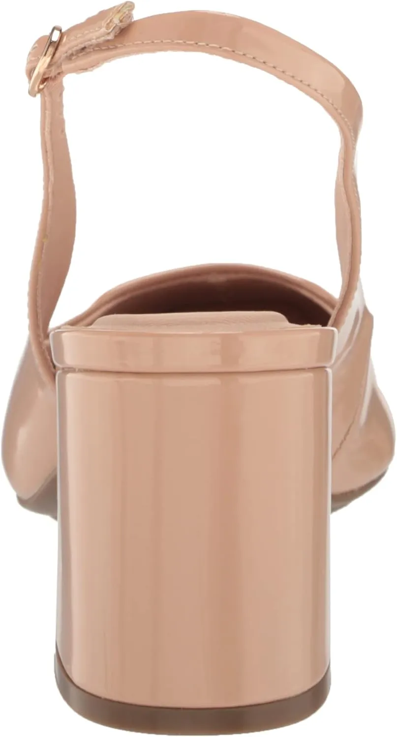 Anne Klein Womens Faux Leather Square Toe Slingback Heels