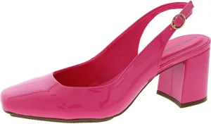 Anne Klein Womens Faux Leather Square Toe Slingback Heels