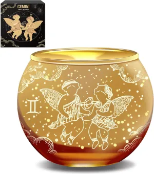 AOVILA Gemini Gifts for Women Gold Votive Candle Holder Tea Light Candle Holder with Tea Light Candle Gift Set for Zodiac Astrology Birthday Gifts Women Mother Home Decor Table Centerpiece