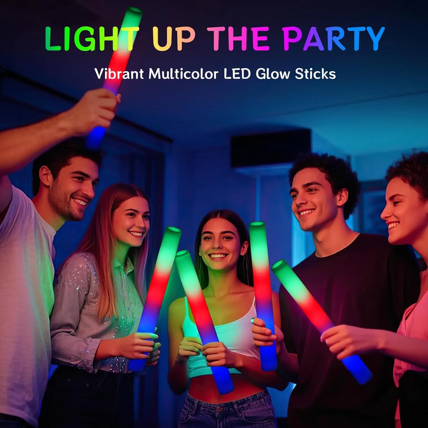 AOWDIAO 45 Pack Foam LED Glow Sticks – 16-Inch & 3 Lighting Modes – Light Up Neon Glow Wands Party Supplies for Weddings, Concerts, Festivals, Birthdays, Camping