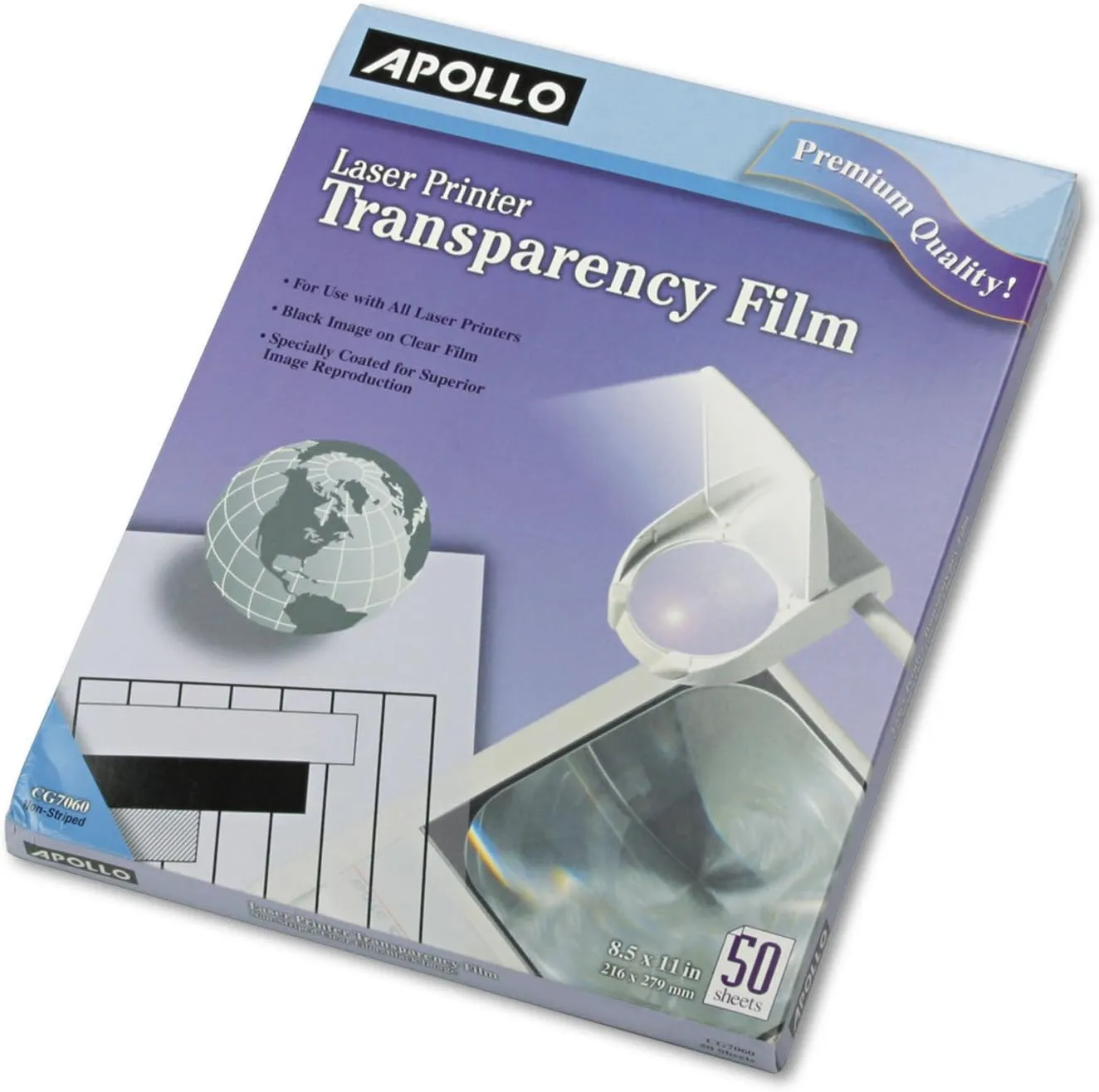 Apollo Laser Jet Printer and Copier Transparency Film, 50 Sheets (CG7060)